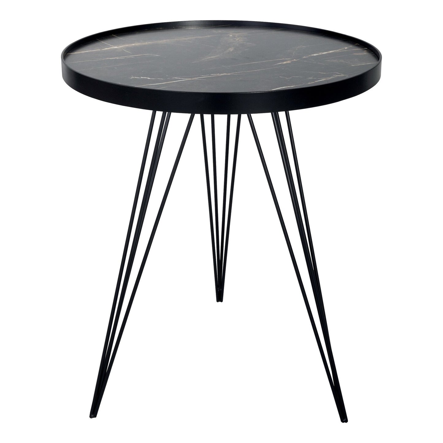 Dar Lighting Rauma Dark Grey Stone Effect Round Side Table