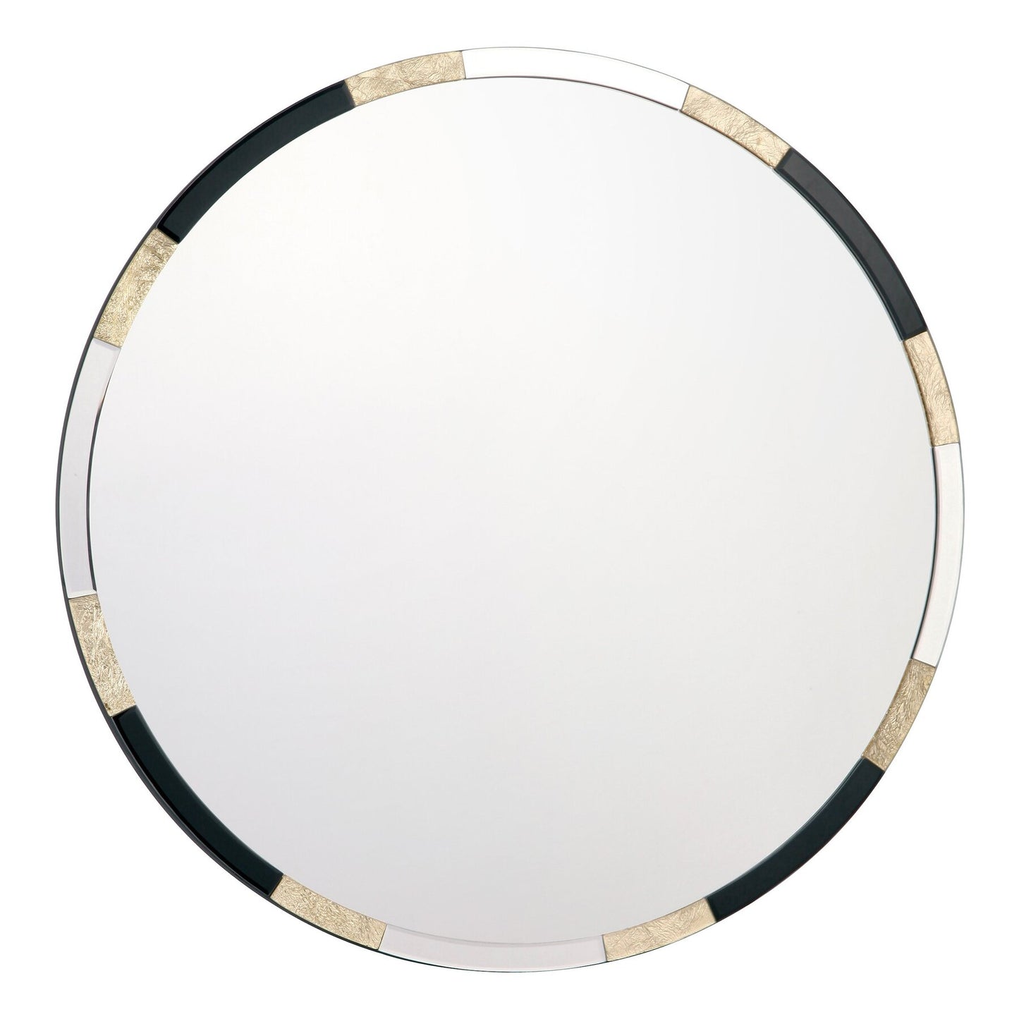 Dar Lighting Gadany Gold Leaf & Black Glass 80cm Round Mirror