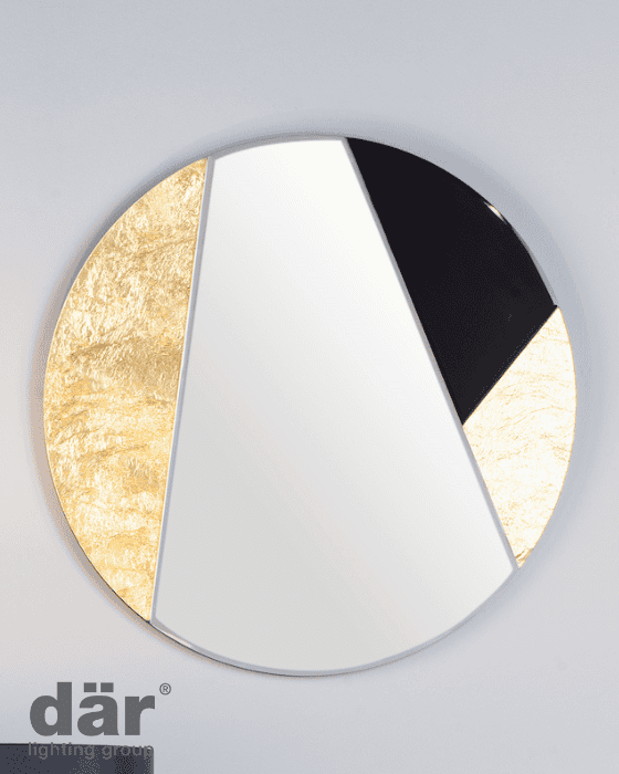 Dar Lighting Jonna Gold Leaf & Black 50cm Round Mirror