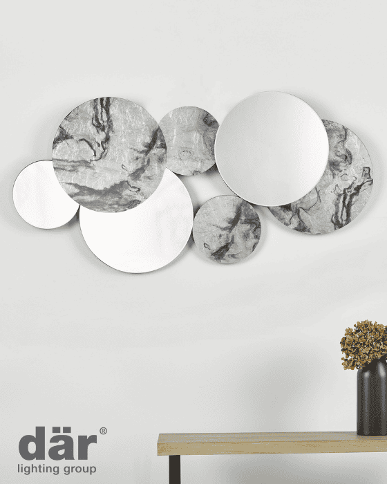 Dar Lighting Meco Black Marble Effect 120x70cm Rectangle Mirror