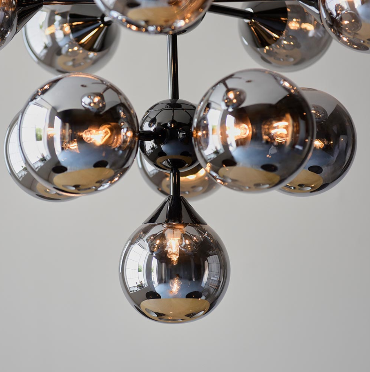 Endon Oscar 11 Light Black Chrome & Smoked Glass Pendant