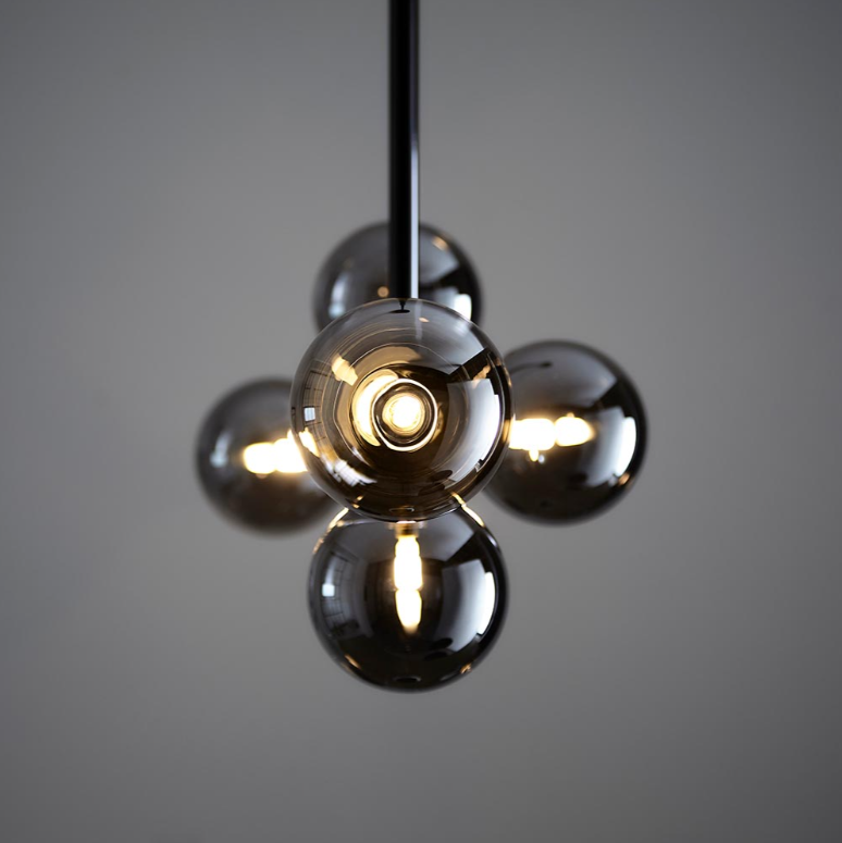 Vesilo Lighting Jetta 5 Light Black Smokey Mirror Glass Linear Pendant