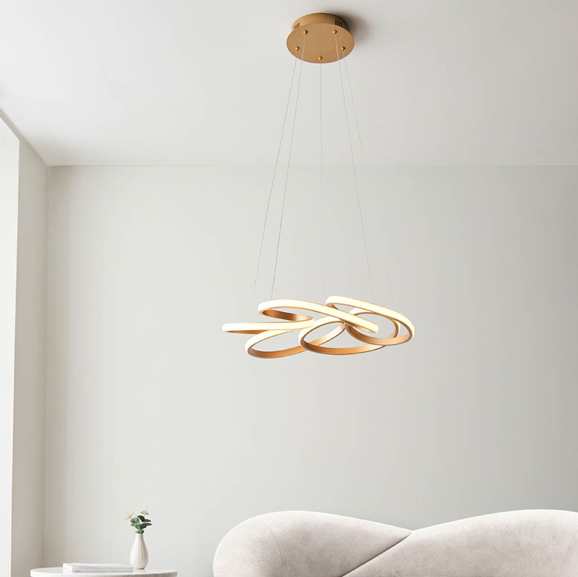 Vesilo Lighting Multi Spiral Satin Gold LED Pendant