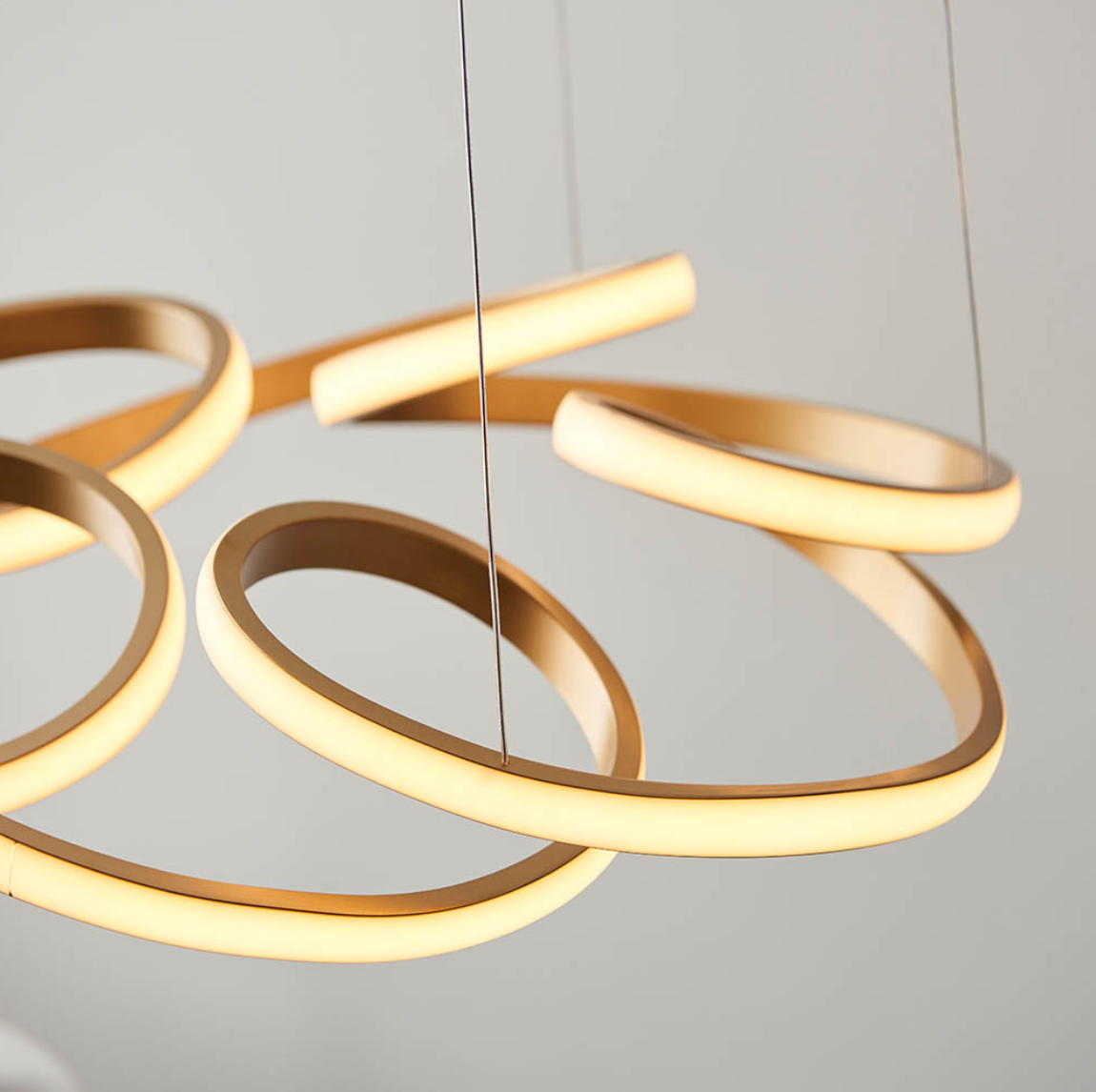 Vesilo Lighting Multi Spiral Satin Gold LED Pendant