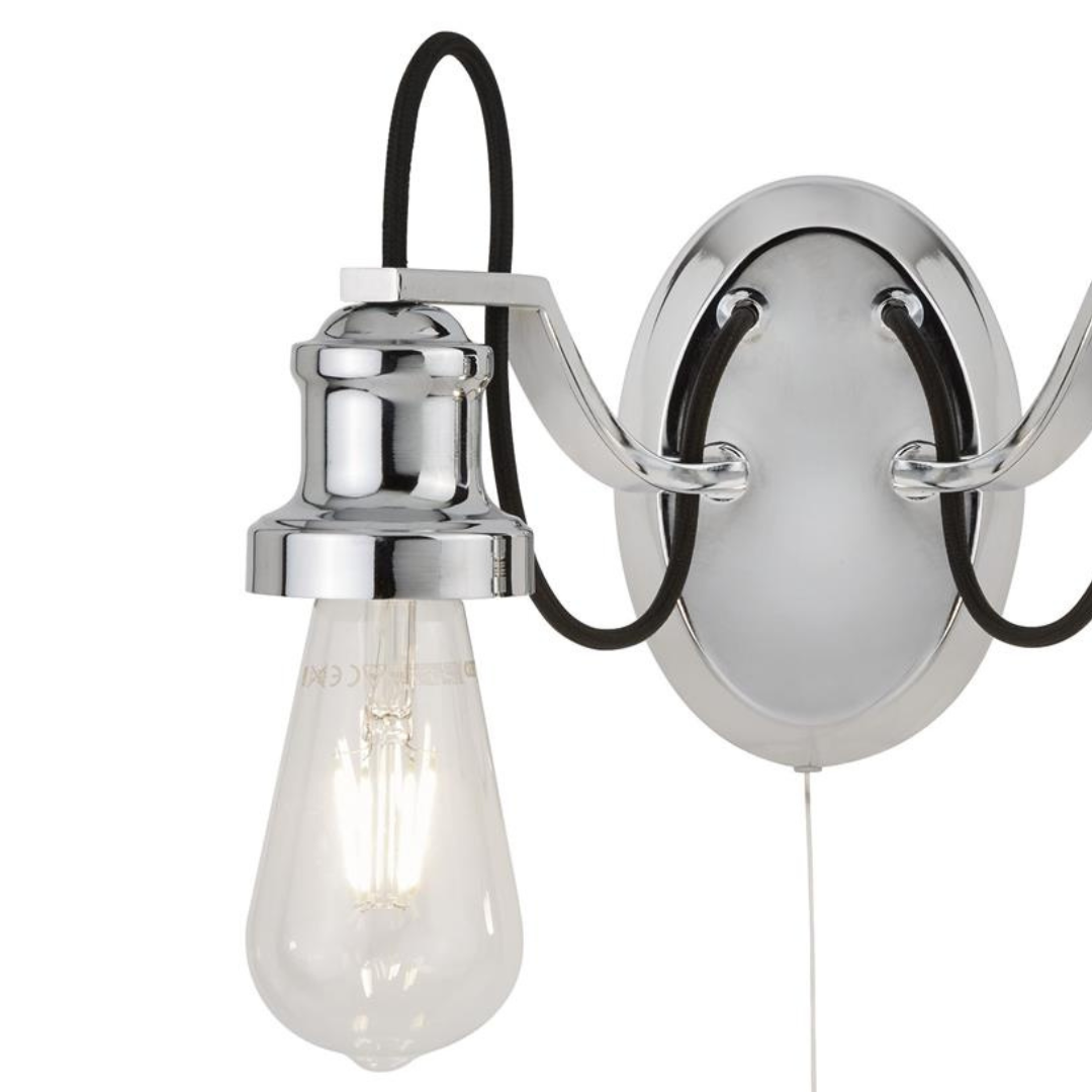 Searchlight Olivia 2lt Chrome & Braided Cable Wall Light