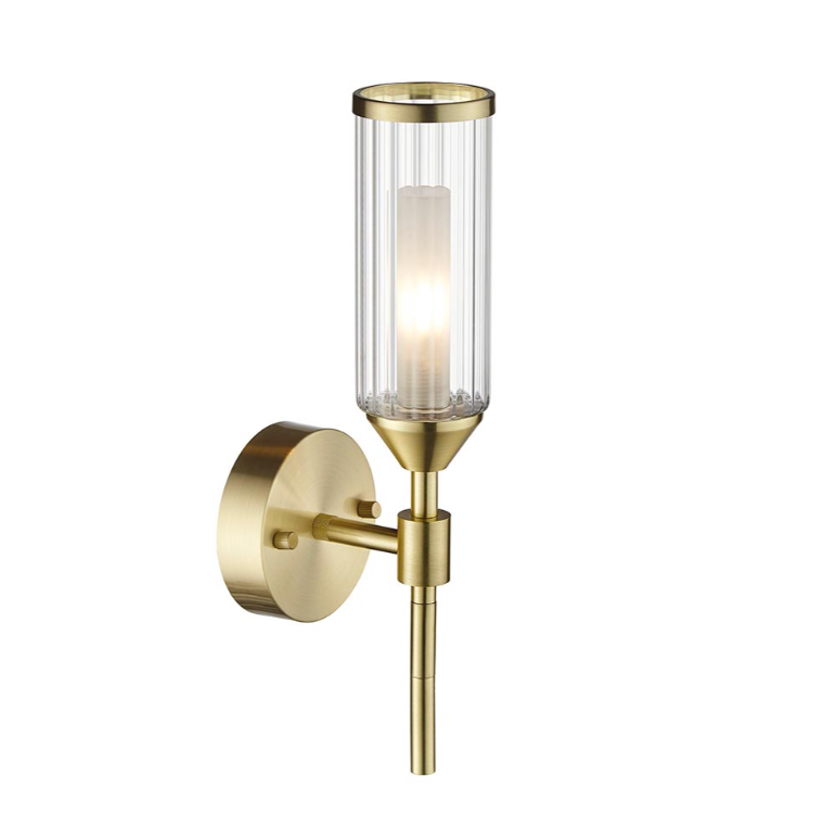 Vesilo Lighting Flute Ribbed Frosted Glass & Satin Brass Wall Light