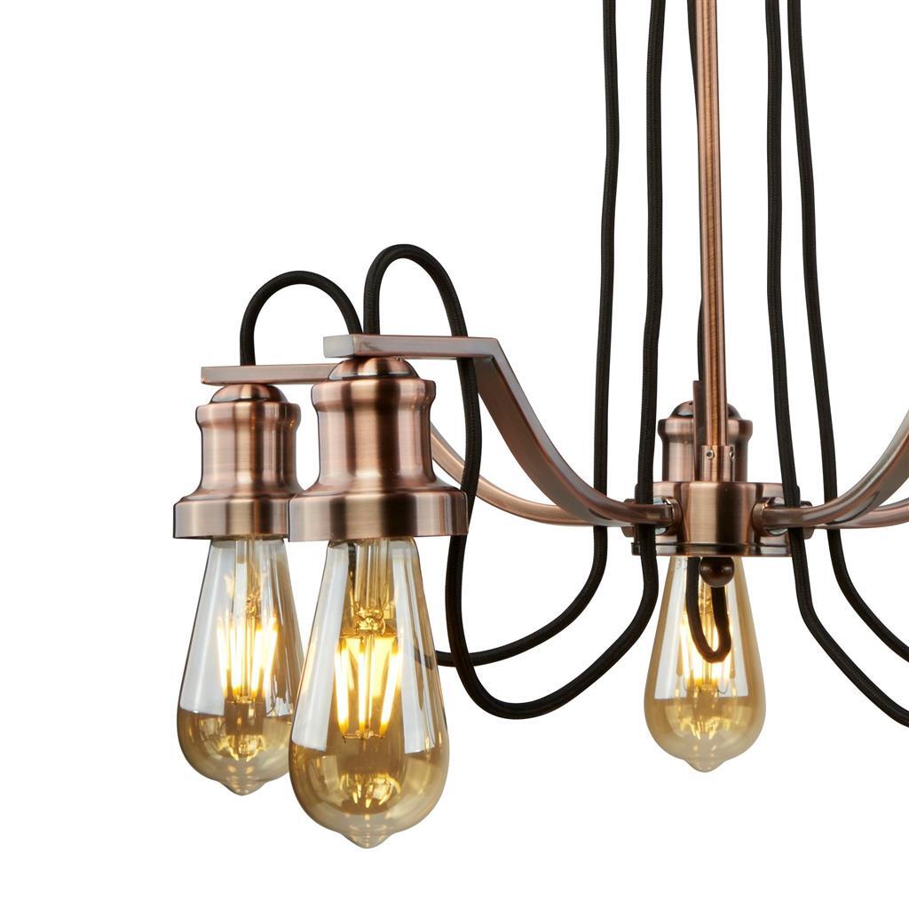 Searchlight Olivia 5 Light Black & Antique Copper Pendant