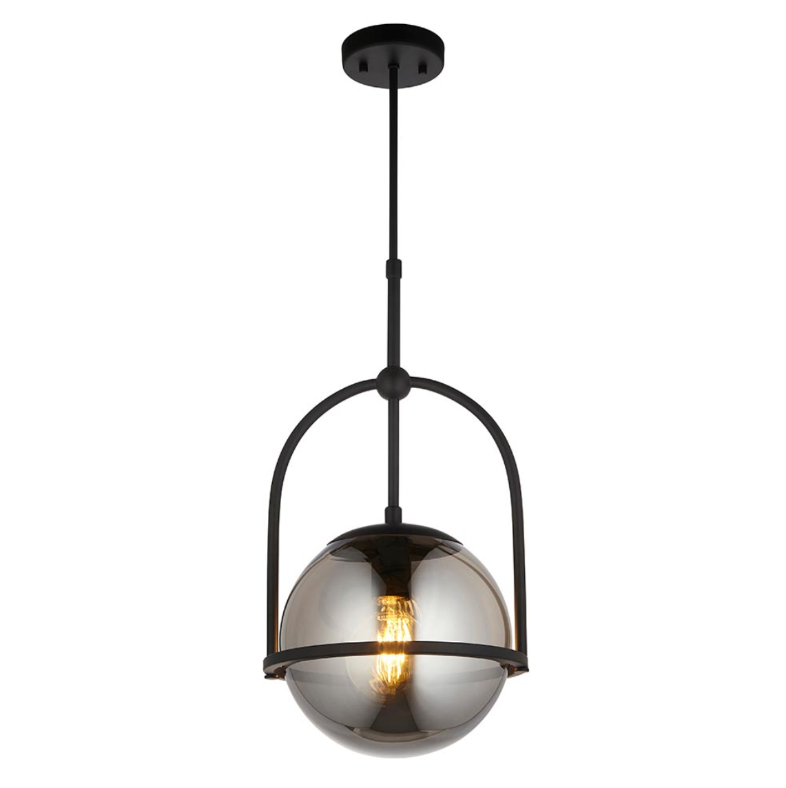 Vesilo Lighting Float Matt Black & Grey Tinted Glass Single Pendant
