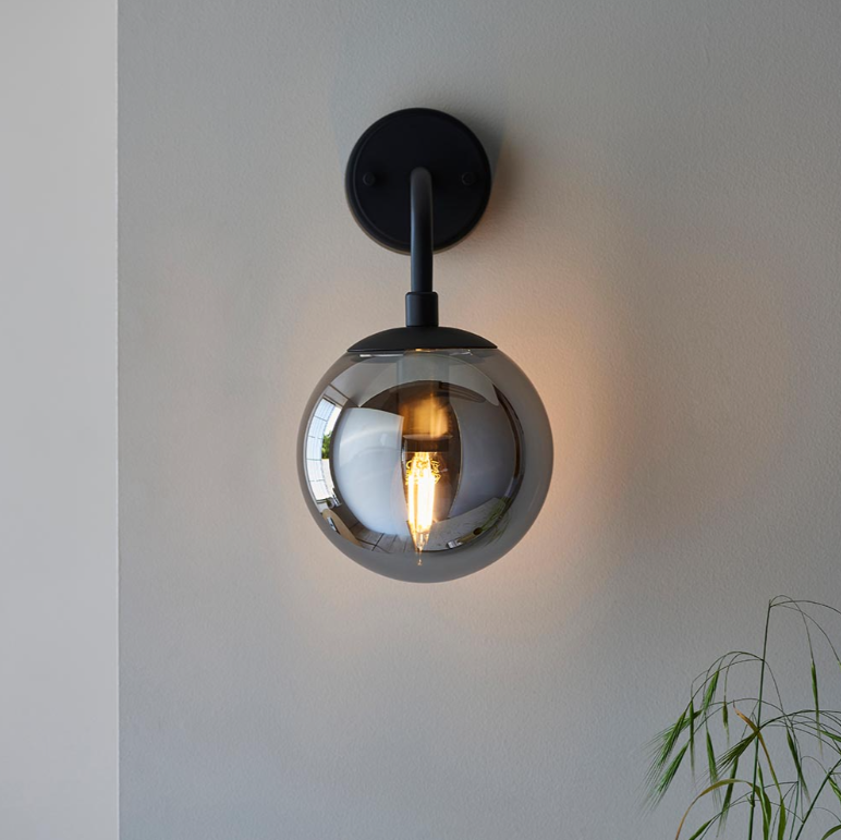 Vesilo Lighting Float Matt Black & Grey Tinted Glass Wall Light
