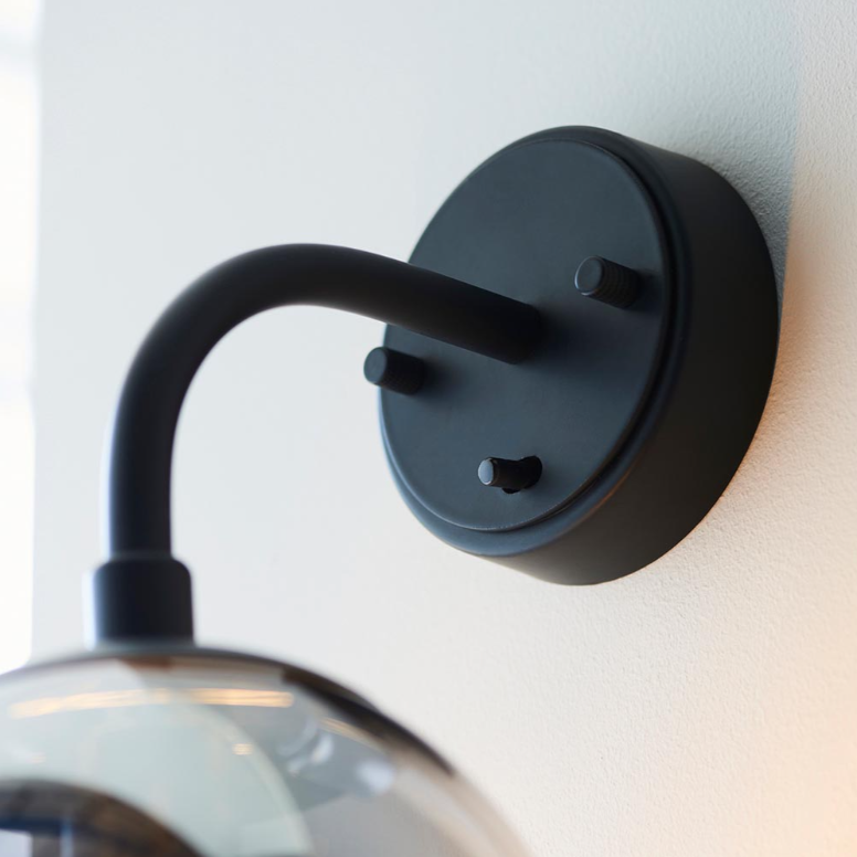 Vesilo Lighting Float Matt Black & Grey Tinted Glass Wall Light
