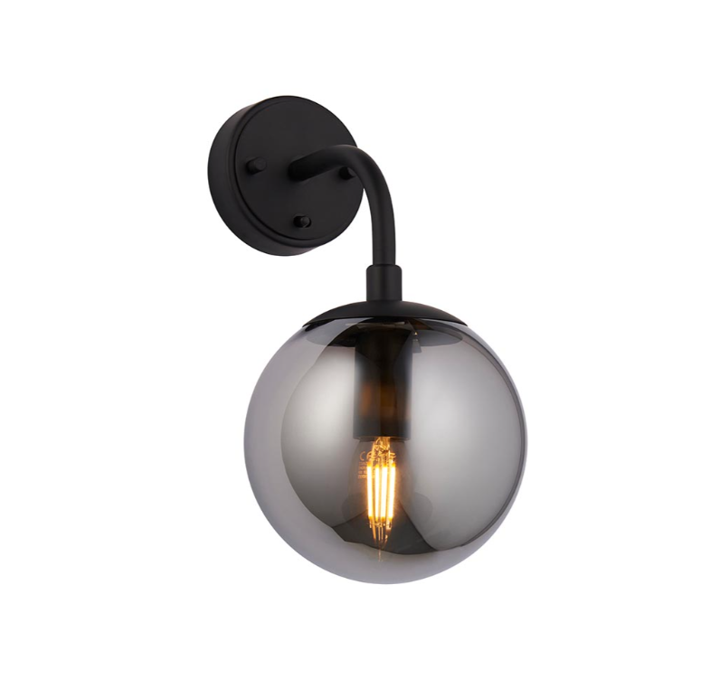 Vesilo Lighting Float Matt Black & Grey Tinted Glass Wall Light