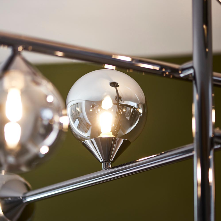 Vesilo Lighting Jetta 10 Light Matt Black & Smokey Mirror Glass Pendant