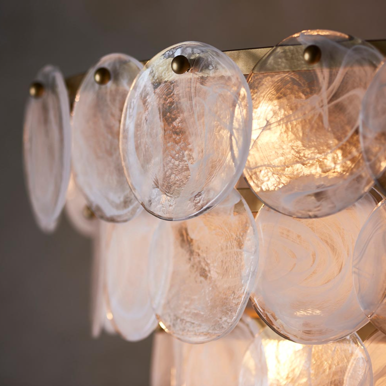 Vesilo Lighting Ethereal Tiered White & Clear Glass Pendant