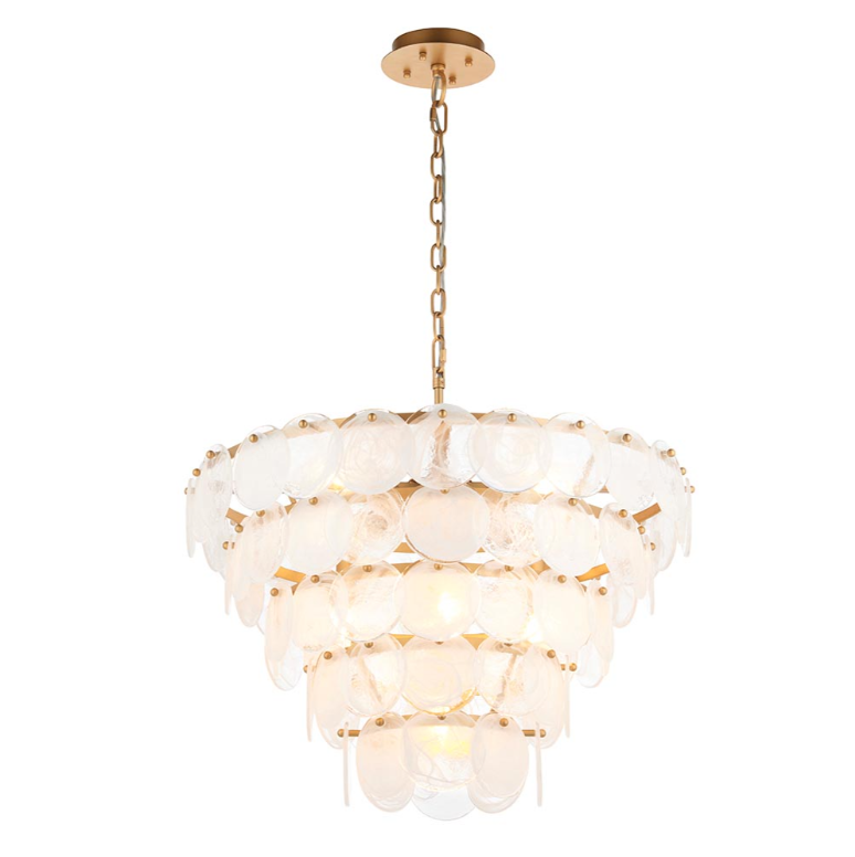 Vesilo Lighting Ethereal Tiered White & Clear Glass Pendant