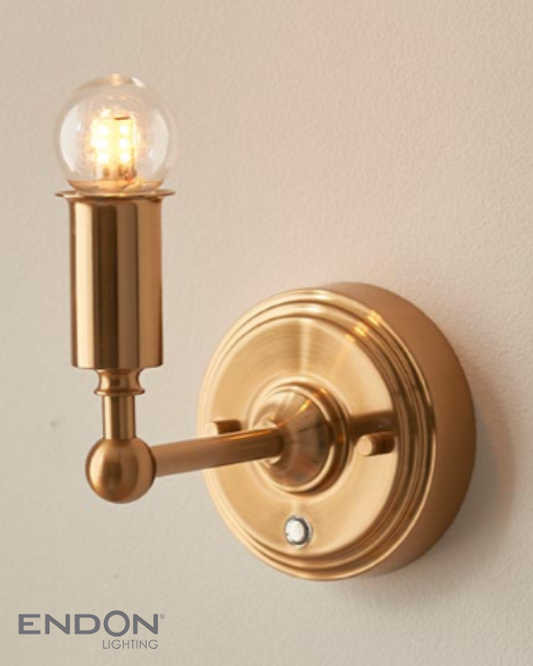 Endon Burley Brass Rechargeable Wall Light