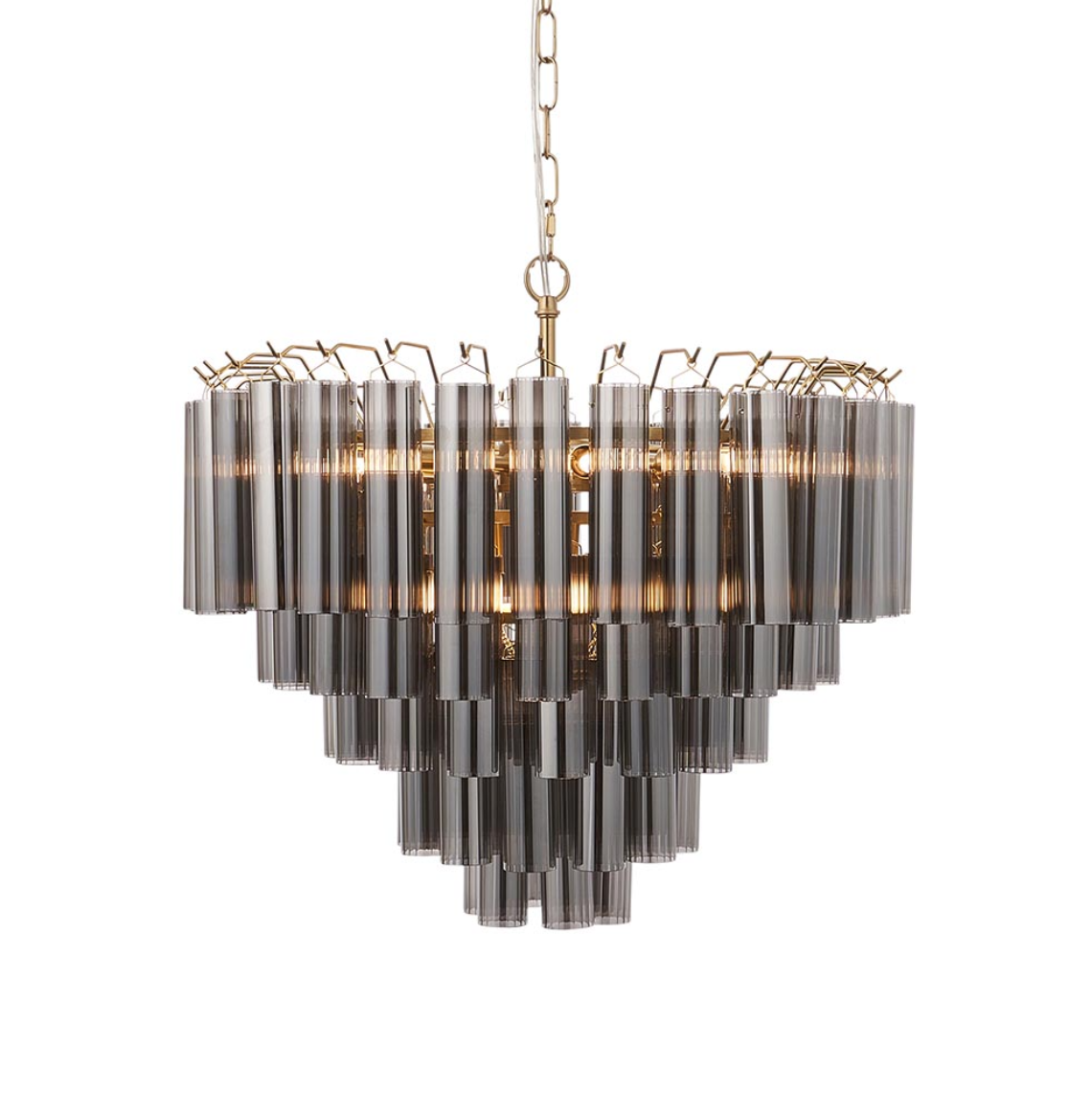 Endon Toulouse 12 Light Smoked Glass & Brass Pendant