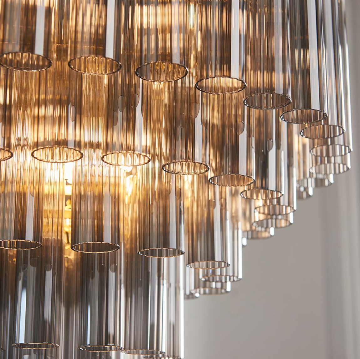 Endon Toulouse 12 Light Smoked Glass & Brass Pendant