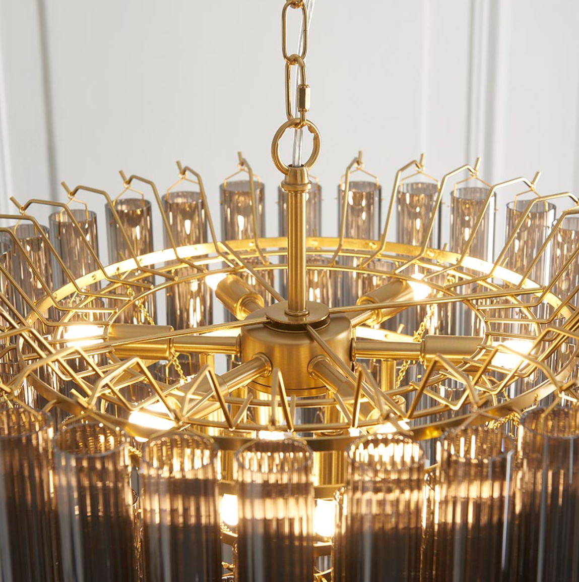 Endon Toulouse 12 Light Smoked Glass & Brass Pendant