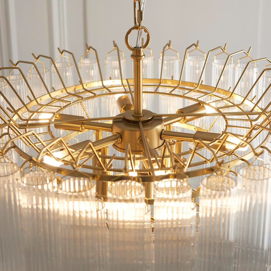 Endon Toulouse 12 Light Brass & Clear Glass Pendant