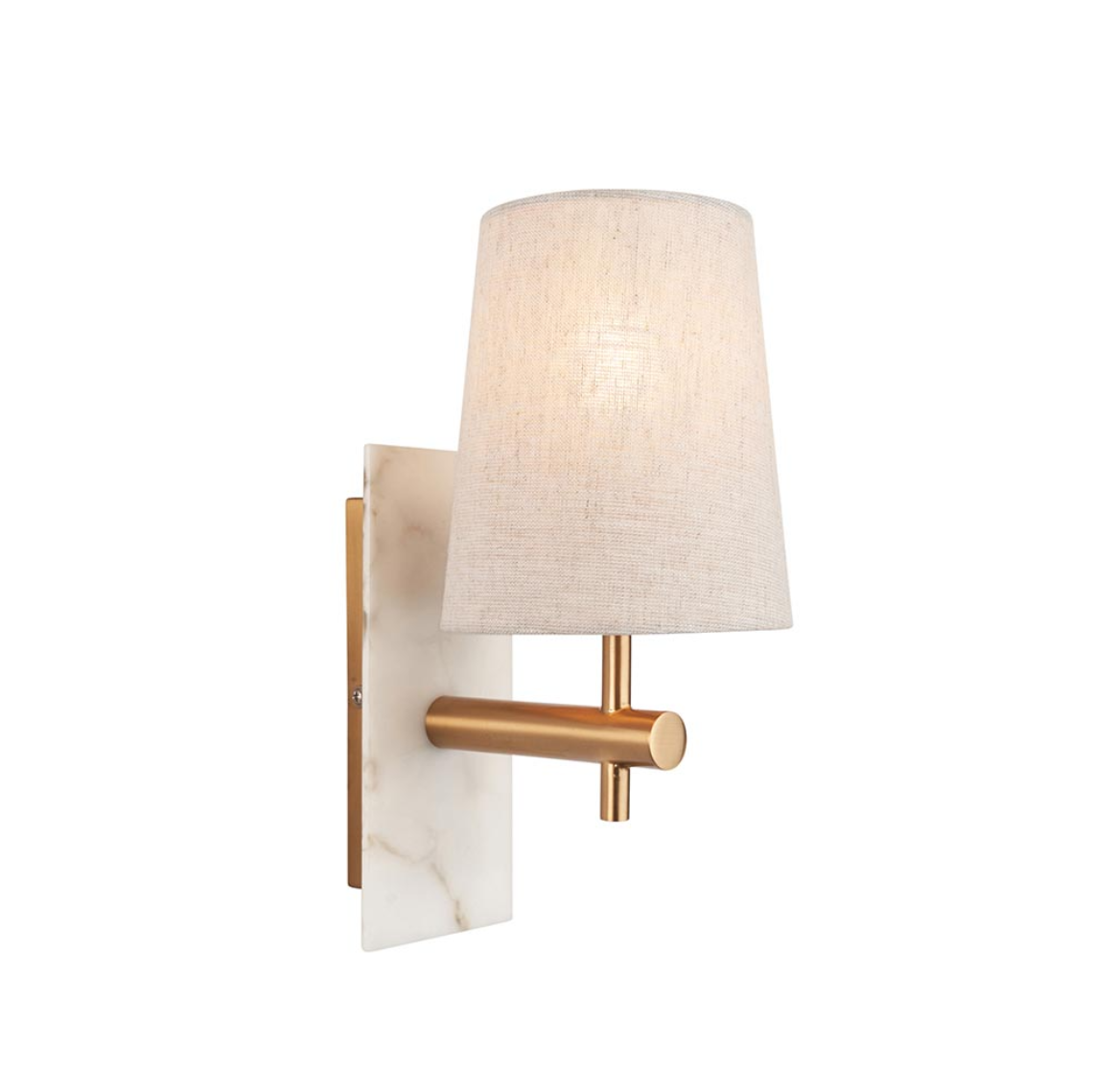 Vesilo Lighting Vein Brass & White Marble Wall Light with Tapered Shade