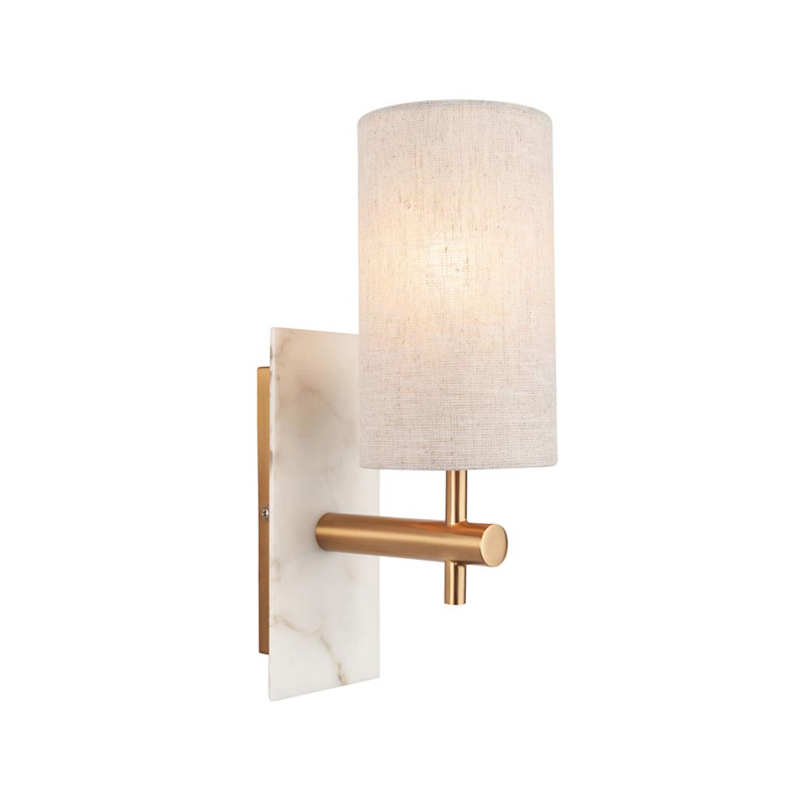 Vesilo Lighting Vein Brass & White Marble Wall Light with Shade