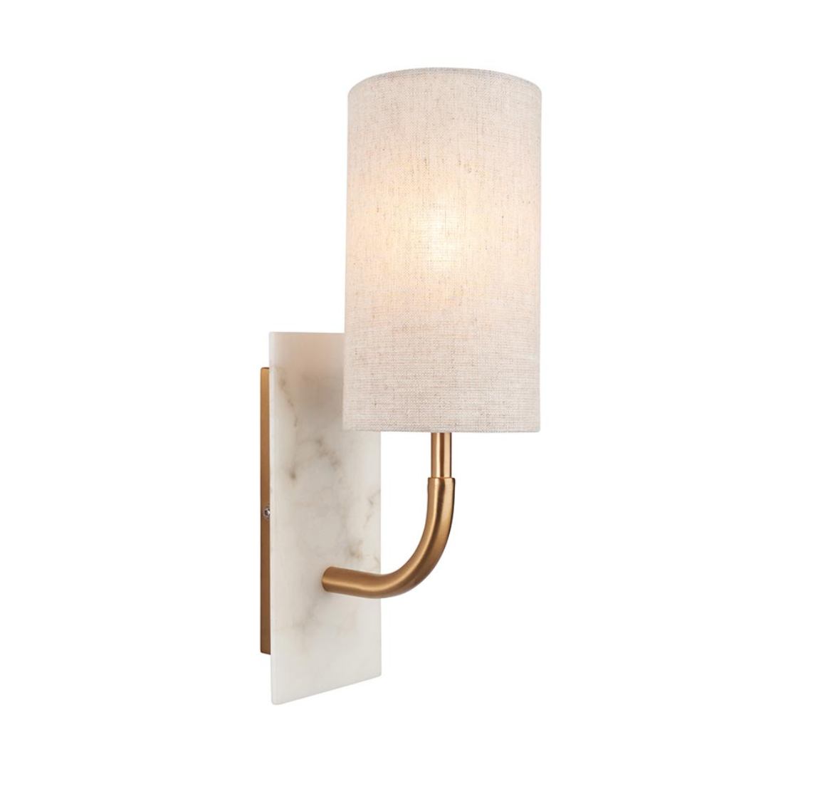 Vesilo Lighting Vein Brass & White Marble Curved Wall Light with Shade