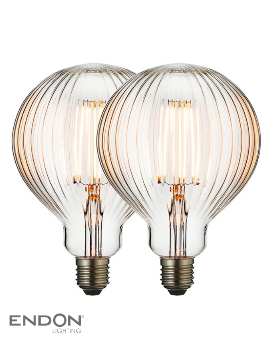 Endon E27 125mm Ribbed Globe Bulbs (2 Pack)