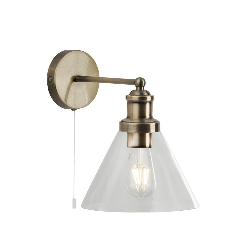 Searchlight Pyramid Glass & Antique Brass Wall Light