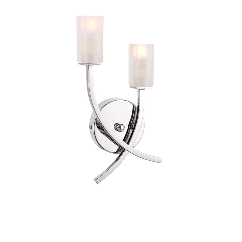 Endon Havana 2 Light Chrome & Frosted Glass Wall Light