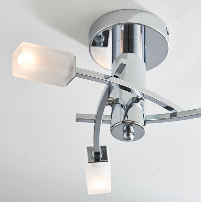Endon Havana 3 Light Chrome & Frosted Glass Semi Flush