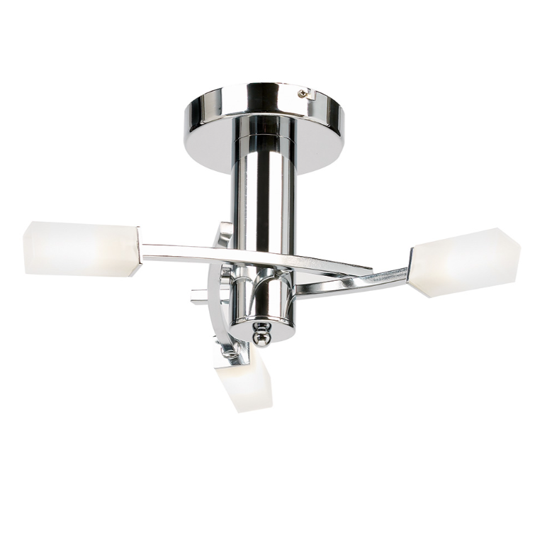Endon Havana 3 Light Chrome & Frosted Glass Semi Flush