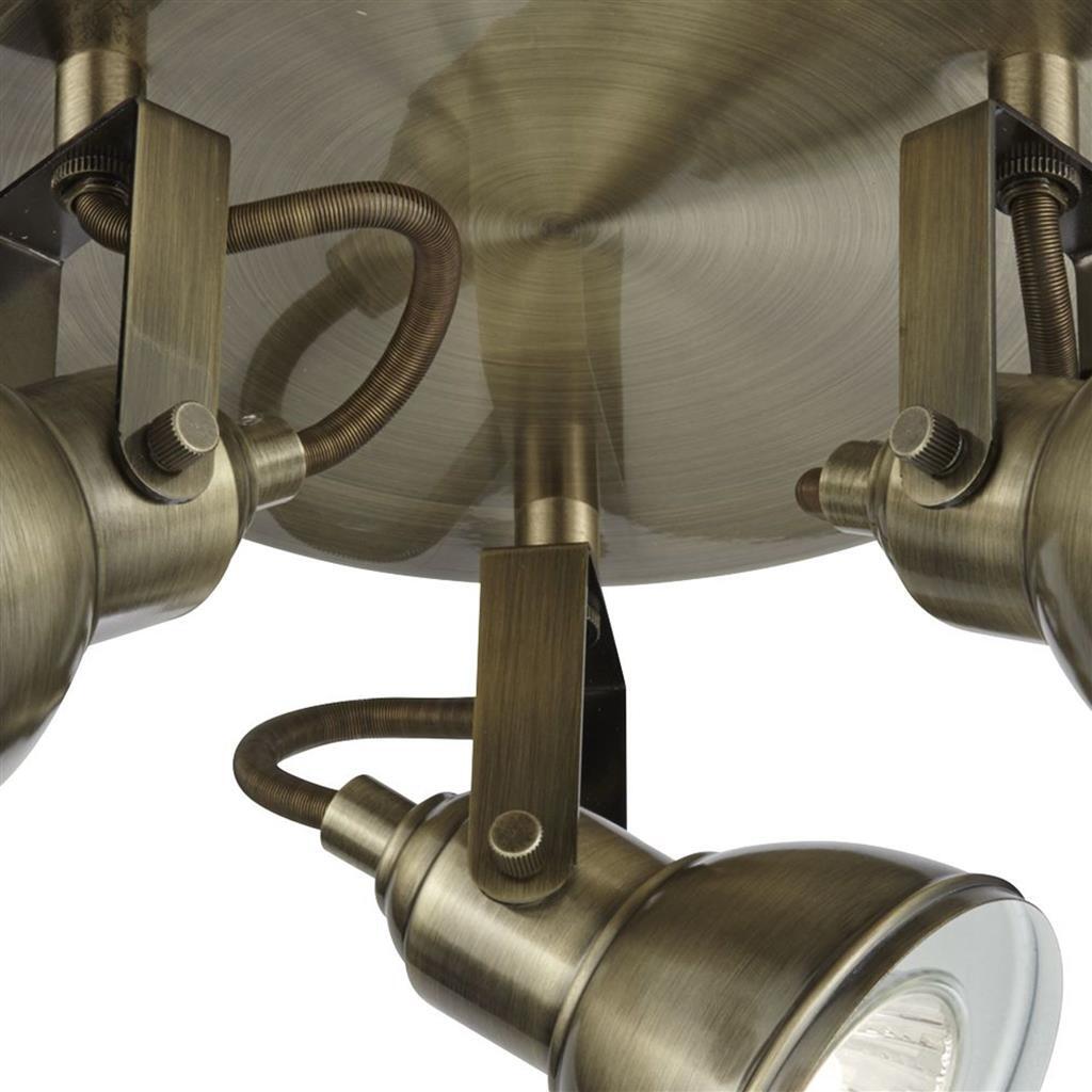 Searchlight Focus 3 Light Antique Brass Metal Plate Spotlight