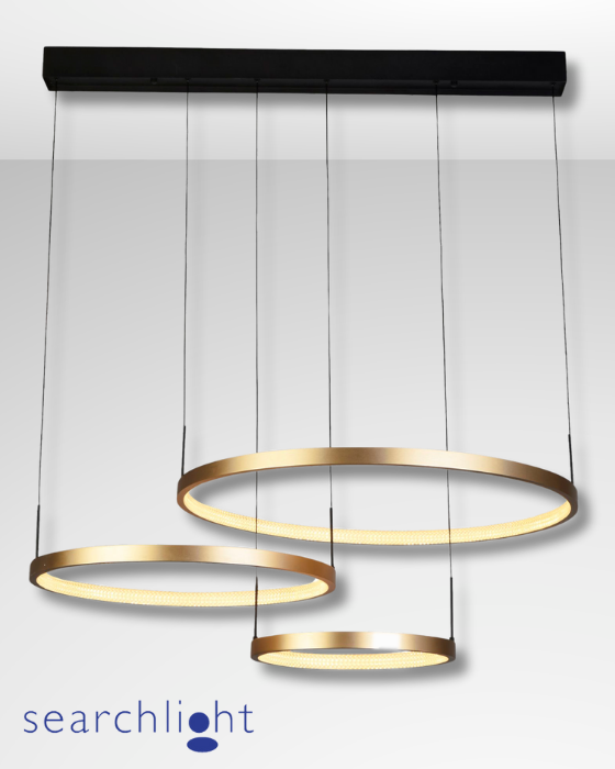 Searchlight Grace 3 Ring LED Gold & Black Metal Pendant