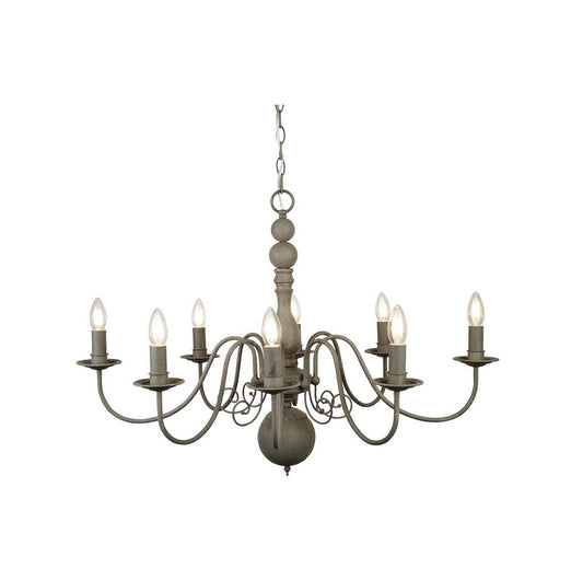 Searchlight Greythorne 8 Light Textured Grey Pendant