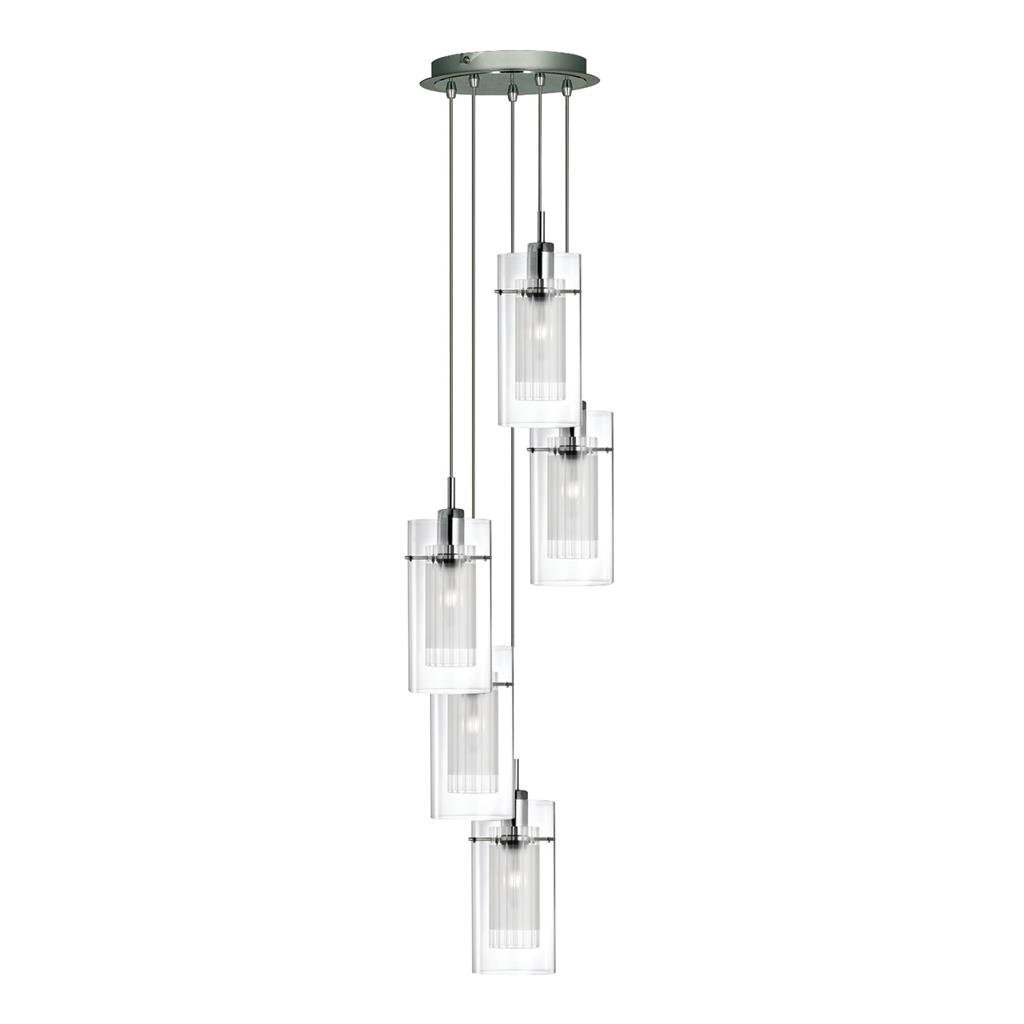 Searchlight Duo I 5lt Silver Cylinder Cluster Pendant