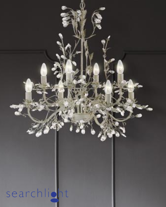 Searchlight Alamandite Cream & Gold Metal 8lt Glass Drop Pendant