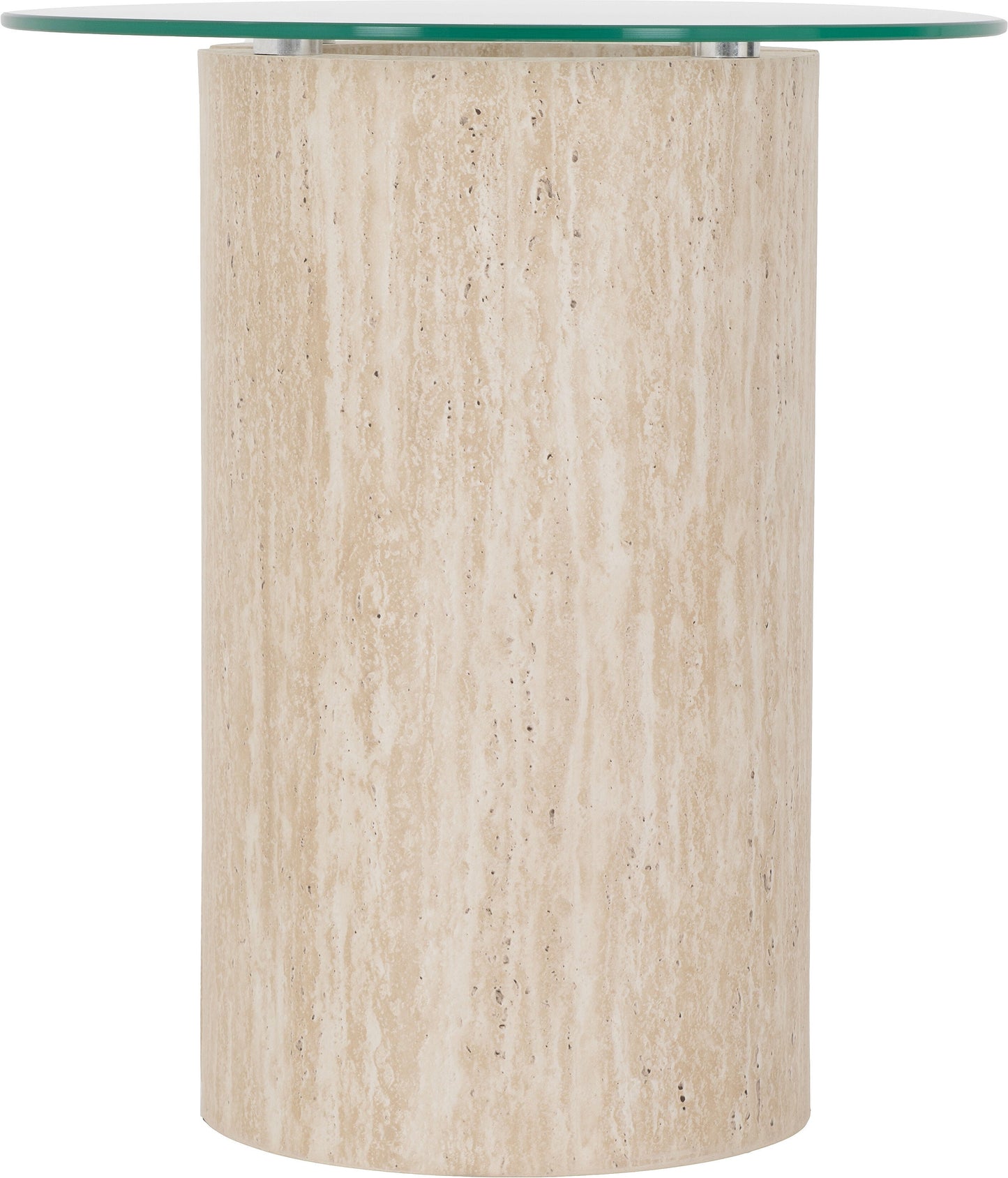 Modena Clear Glass Cream Marble Effect Side Table