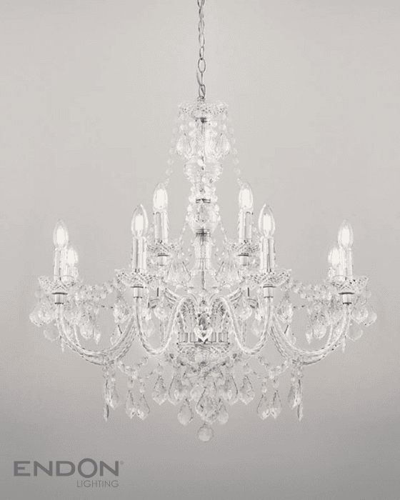 Endon Clarence Chrome Beaded 12 Light Chandelier