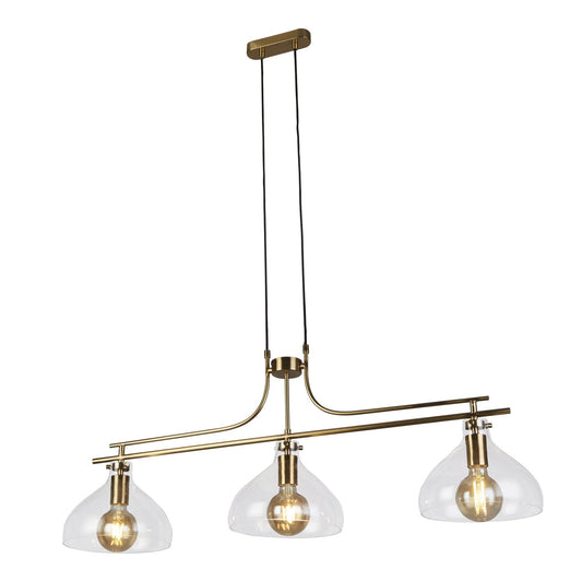 Searchlight Margarita 3 Light Brass Metal & Glass Bar Pendant