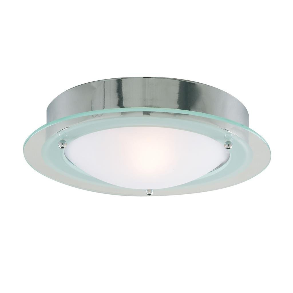 Searchlight Belfast Bathroom IP44 Chrome Metal & Clear Acid Glass Flush