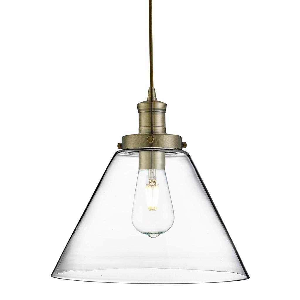 Searchlight Pyramid Glass & Antique Brass Pendant