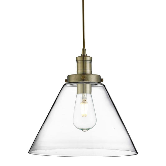 Searchlight Pyramid Glass & Antique Brass Pendant