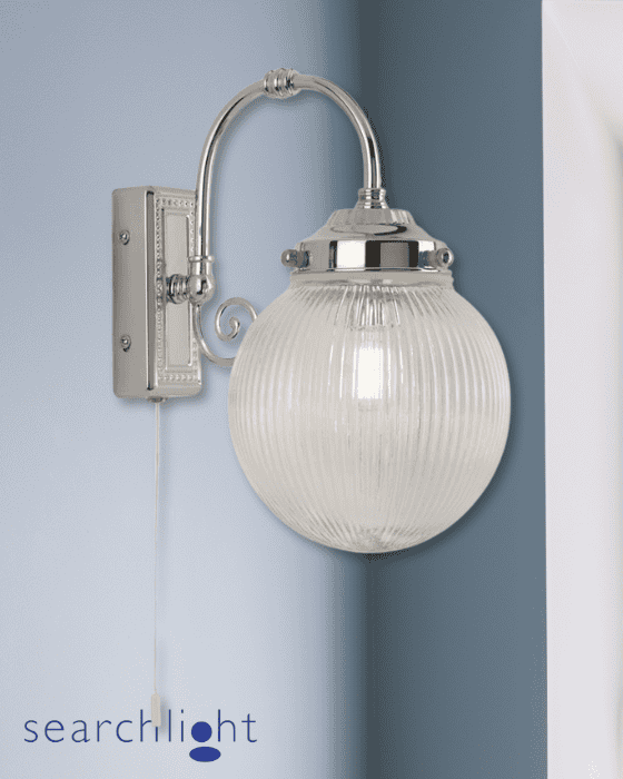 Searchlight Belvue Bathroom IP44 Chrome & Acid Glass Wall Light