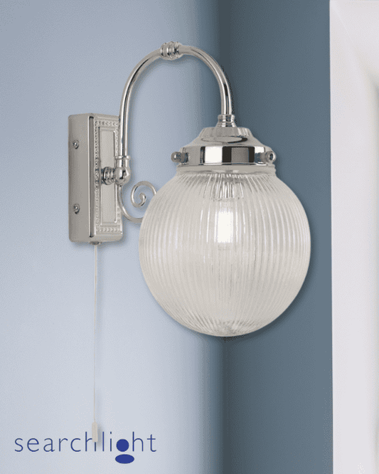 Searchlight Belvue Bathroom IP44 Chrome & Acid Glass Wall Light