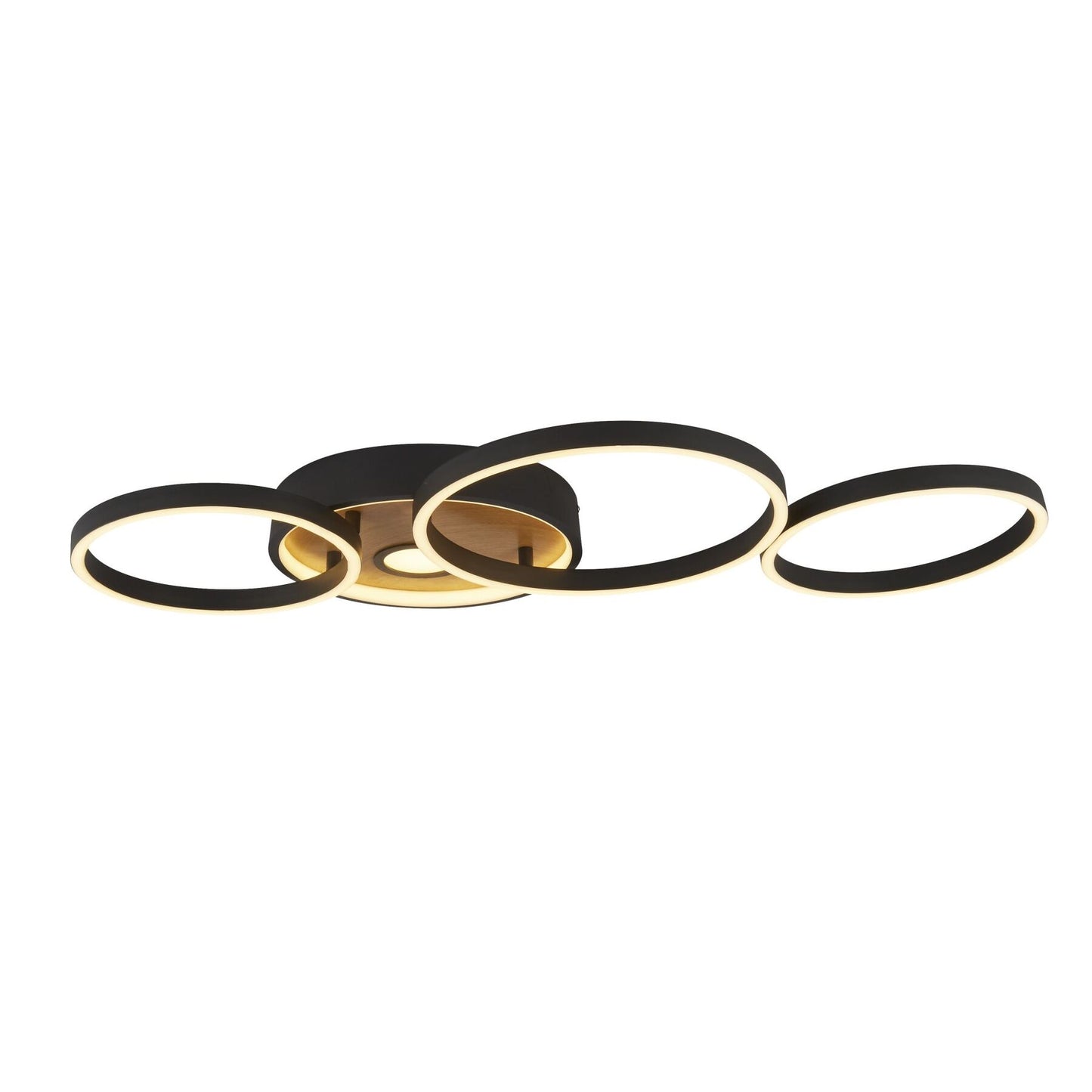 Searchlight Curio LED Circular Black Metal & Wood Flush