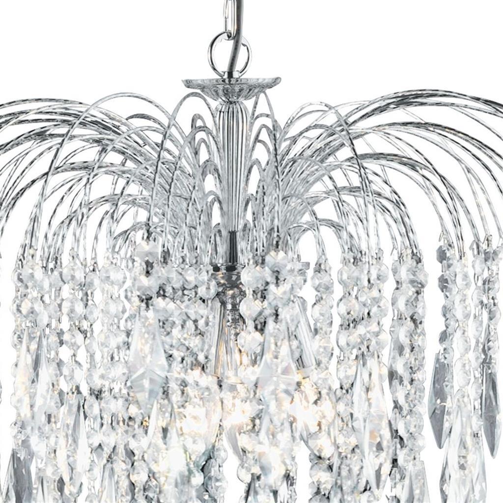 Searchlight Waterfall 5 Light Chrome & Crystal Pendant