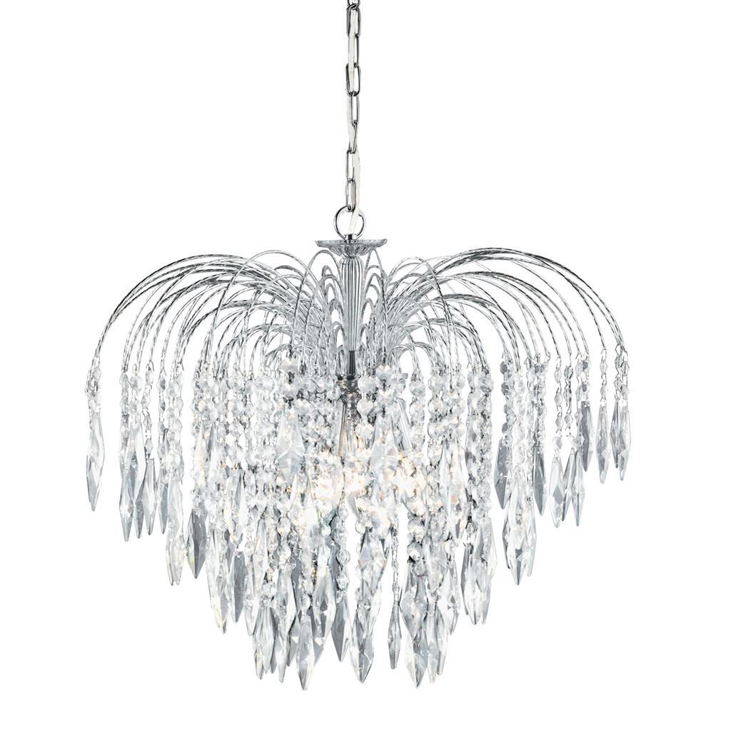 Searchlight Waterfall 5lt Chrome & Crystal Pendant