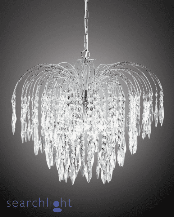Searchlight Waterfall 5lt Chrome & Crystal Pendant