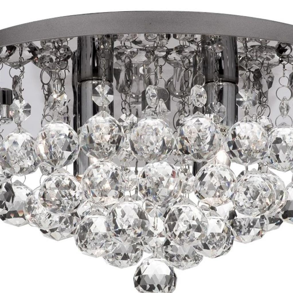 Searchlight Hanna Bathroom IP44 4 Light Chrome Metal & Clear Crystal Flush