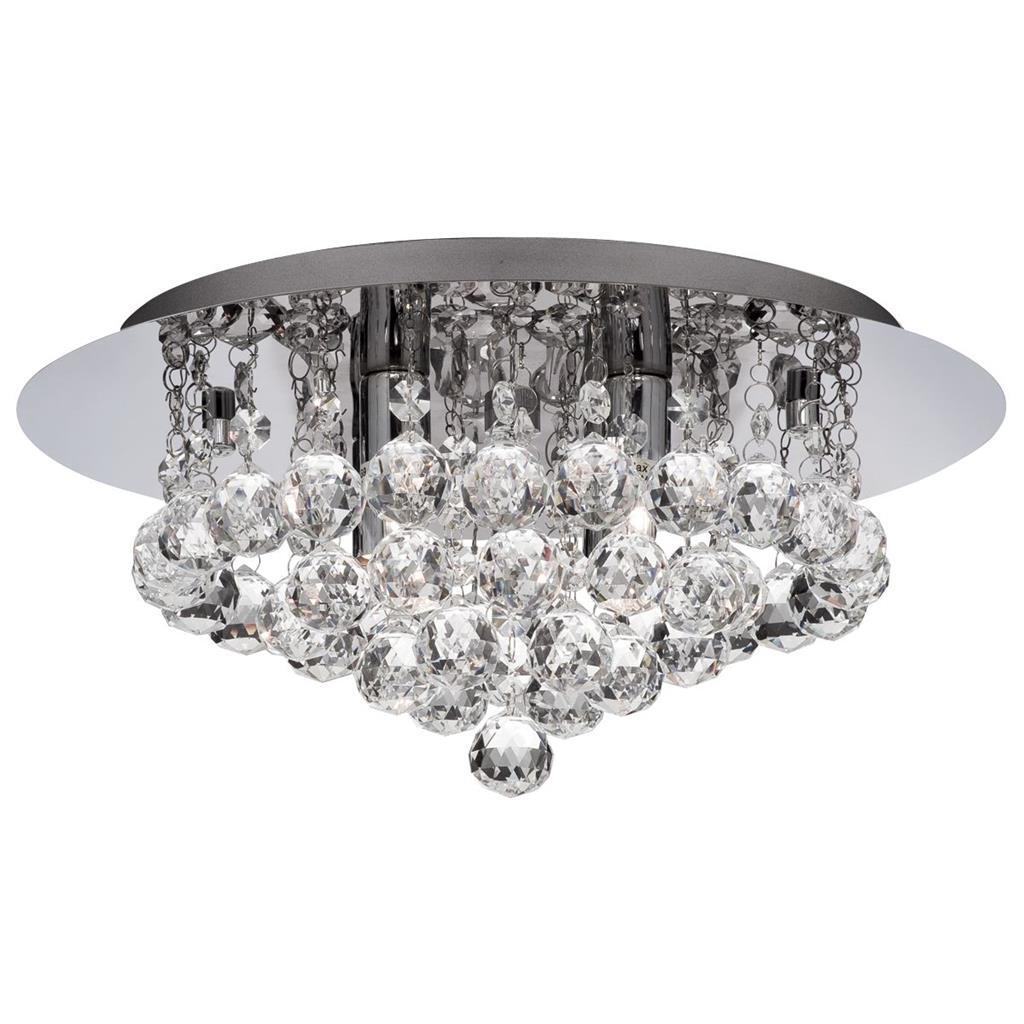 Searchlight Hanna Bathroom IP44 4 Light Chrome Metal & Clear Crystal Flush